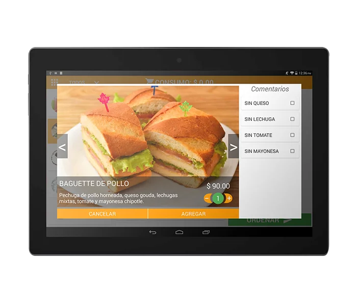 Menú Digital de Soft Restaurant® en una tableta