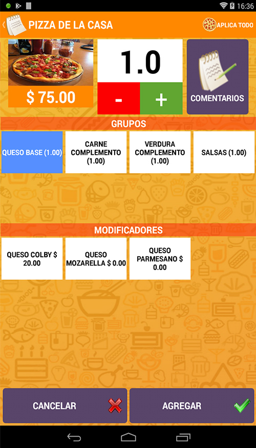 Pantalla del Comandero Móvil 4