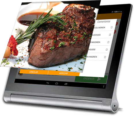 Menú Digital mostrando platillos en una tableta