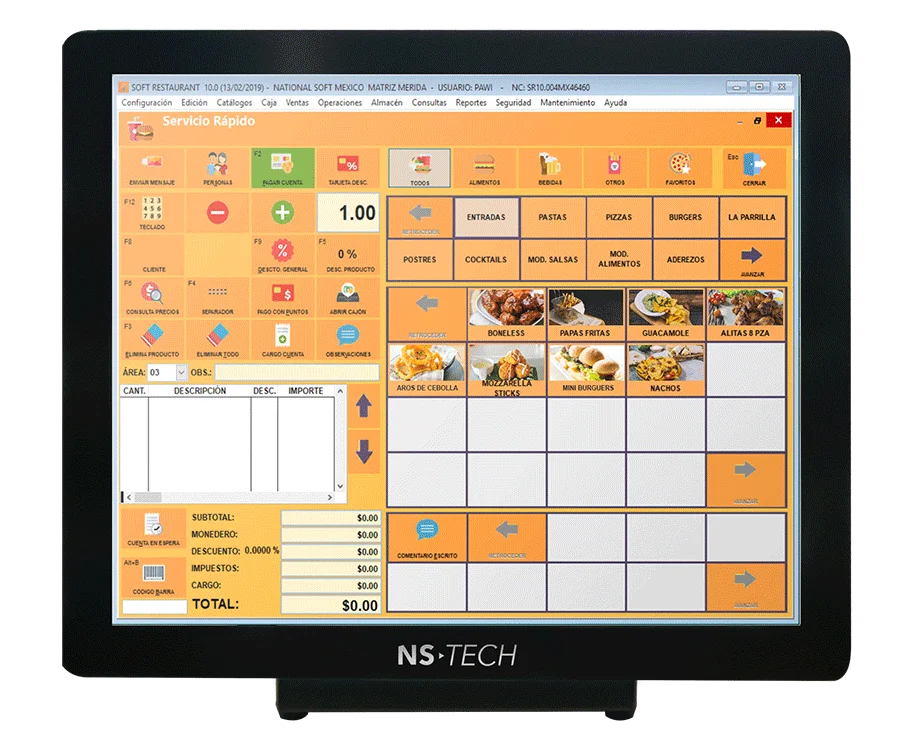 Pantalla del punto de venta de Soft Restaurant® 10